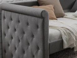 Vente-unique Cama Diván|Cama Nido | Cama nido tapizada LOUISE - 2x90x190cm - tela