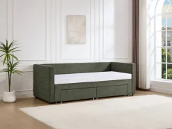 Vente-unique Cama Diván|Cama Nido | Cama nido 2 x 80 x 200 cm en tela texturizada + colchón - CAMITY