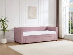 Vente-unique Cama Diván|Cama Nido | Cama nido 2 x 80 x 200 cm en tela texturizada + colchón - CAMITY