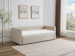 Vente-unique Cama Diván|Cama Nido | Cama nido 2 x 80 x 200 cm tela texturizada + colchón - CAMITY