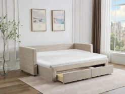 Vente-unique Cama Diván|Cama Nido | Cama nido 2 x 80 x 200 cm tela texturizada + colchón - CAMITY