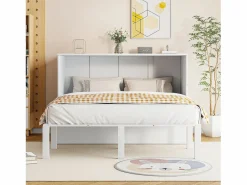 Cama Abatible | Cama retráctil 140x200 cm, con somier, cama plegable, dimensiones después del plegado: 70x140cm, sin colchón, madera,