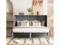 Cama Abatible * Cama retráctil 140x200 cm, con somier, cama plegable abatible, dimensiones después del plegado: 70x140cm, sin colchón, madera, Gris