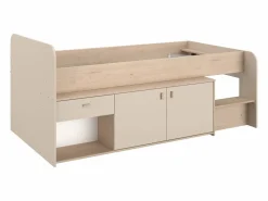 Cama semielevada 90 x 190/200 cm con almacenamiento y natural - LUNOBI < Vente-unique Sale