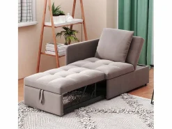 Cama tapizada, sofá cama, sofá multifuncional 3 en 1 de lino, ajustable <