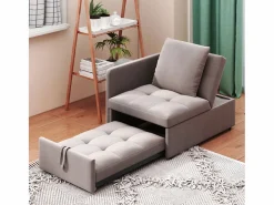 Cama tapizada, sofá cama, sofá multifuncional 3 en 1 de lino, ajustable <