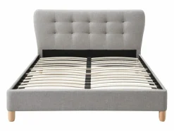 Cama 140 x 190 cm con cabecero capitoné tela + colchón - ELIDE < Vente-unique New