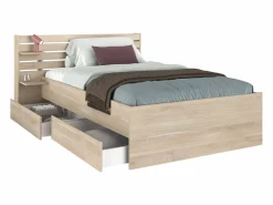 Cama 120 x 190 cm con 4 cajones color natural + somier + colchón - TENALIA < Vente-unique Clearance