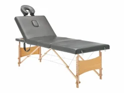Camilla de masaje de 4 secciones estructura de madera banco de masaje reposacabezas reposabrazos ajustable cama de masaje plegable portátil antracita 02_0001802 < Helloshop26 Online