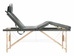 Camilla de masaje de 4 secciones estructura de madera banco de masaje reposacabezas reposabrazos ajustable cama de masaje plegable portátil antracita 02_0001802 < Helloshop26 Online