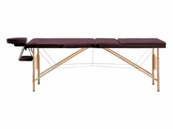 Camilla de masaje plegable 3 secciones madera color vino tinto 02_0001839 < Helloshop26 Online