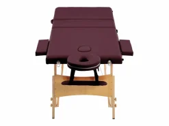 Camilla de masaje plegable 3 secciones madera color vino tinto 02_0001839 < Helloshop26 Online