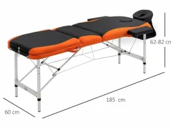 Camilla de masaje plegable negro y naranja 185x60x82 cm < Homcom New