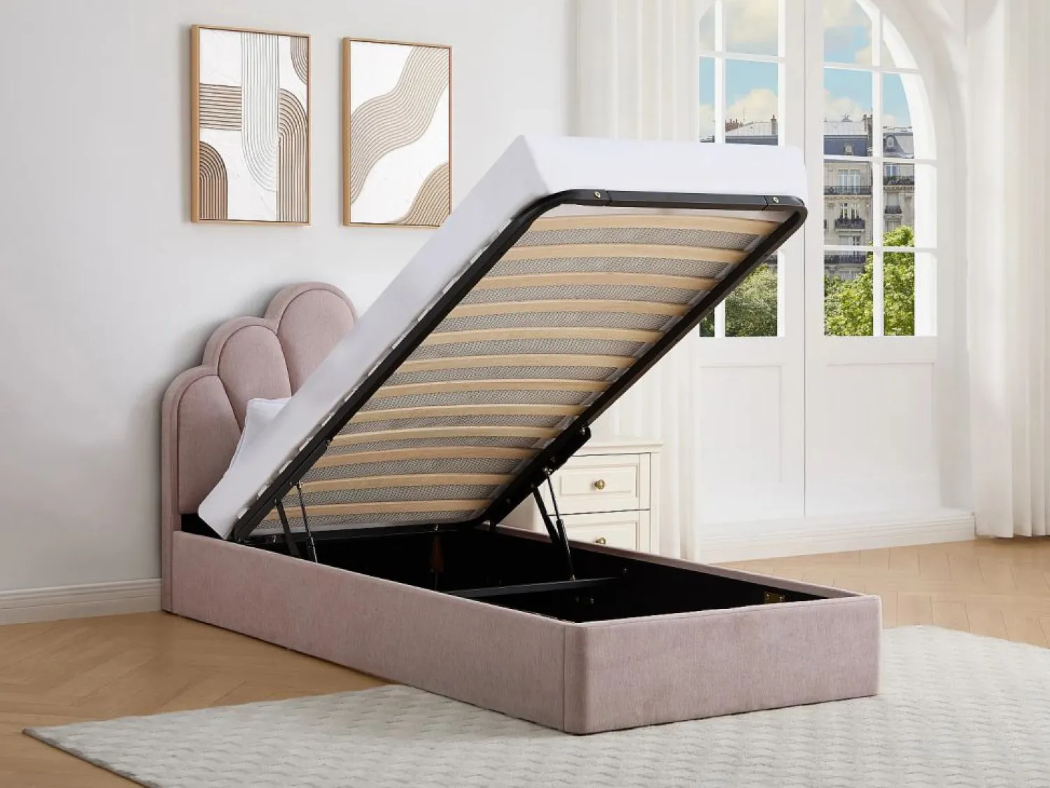 Canapé abatible de concha 90 x 190 cm tela + colchón - CORALUNO < Vente-unique