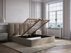 Canapé abatible de 160 x 200 cm con cabecero con costuras verticales tela - KILACLO < Vente-unique Clearance