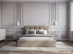 Canapé abatible de 160 x 200 cm con cabecero con costuras verticales tela - KILACLO < Vente-unique Clearance