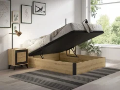 Canapé abatible 140 x 190 cm - Natural claro y negro - NAMOSI de YSMÉE < Ysmée Discount