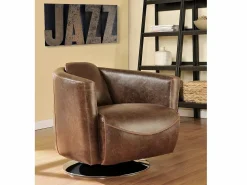 Vente-unique Sillón Club|Sillón De Piel * Canapé 3 places cuir supérieur italien - Chocolat- EMOTION Marru00f3n chocolate