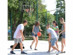 Aparato De Musculación * Canasta de baloncesto de altura regulable (293-350 cm), con tablero de acero y ruedas, para jardín y pista deportiva, color (111 x 70,5 x 350 cm) Negro