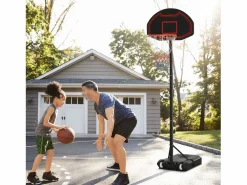 Aparato De Musculación * Canasta de baloncesto de altura regulable 195-250 cm con soporte, de acero, color , para niños, con ruedas (131, con ruedas (131x49x250 cm) Negro