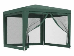 Cenador Y Quiosco * Carpa para fiestas con 4 paredes de malla HDPE 3x3 m ES903213 Verde