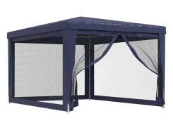 Cenador Y Quiosco * Carpa para fiestas con 4 paredes de malla HDPE 3x4 m ES623135 Azul