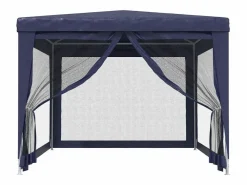 Cenador Y Quiosco * Carpa para fiestas con 4 paredes de malla HDPE 3x4 m ES623135 Azul