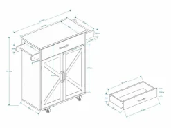 Carrito de cocina con 2 puertas, cajón y toallero, tapa de madera < Hauss Spole Online