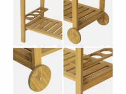 Carrito de cocina exterior de madera con ruedas madera < Sweeek New