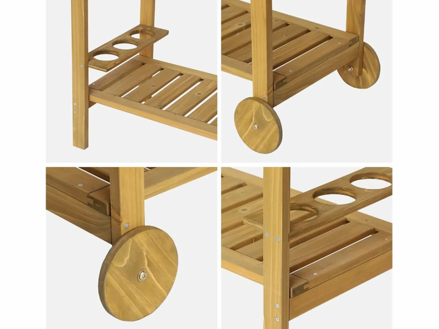 Carrito de cocina exterior de madera con ruedas madera < Sweeek New
