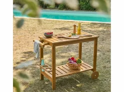 Carrito de cocina exterior de madera con ruedas madera < Sweeek New