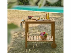 Carrito de cocina exterior de madera con ruedas madera < Sweeek New