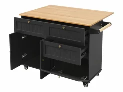 Carrito de cocina móvil con tablero extensible chapado en imitación madera, 3 cajones y 3 puertas incluidas, - 133x70x88cm < Hauss Spole Hot