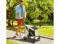 Carro plegable para perros y gatos fabricado en aluminio, ligero y resistente, poliéster, color (80x48,5x106cm) < Outlet