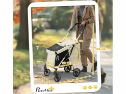 Carro plegable para perros y gatos fabricado en aluminio, ligero y resistente, poliéster, color (80x48,5x106cm) < Outlet