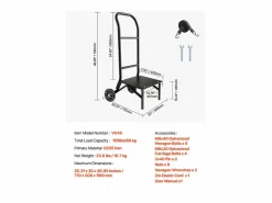 Carro de Apoyo Porta Sillas Plegables SucceBuy, para 10 Sillas, Carga 68kg para Empujar < Best