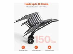 Carro de Apoyo Porta Sillas Plegables SucceBuy, para 10 Sillas, Carga 68kg para Empujar < Best