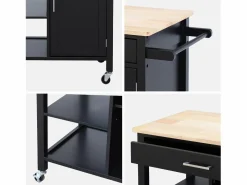 Carro de cocina con bandeja de madera de pino < Sweeek Clearance