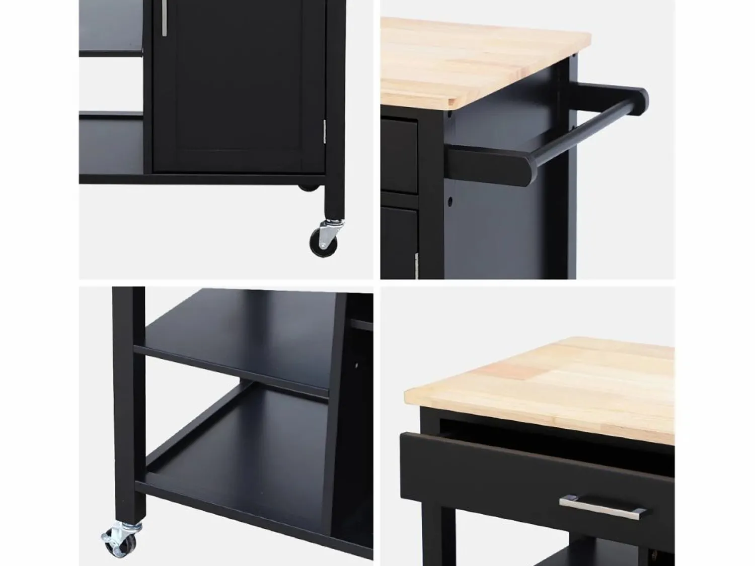 Carro de cocina con bandeja de madera de pino < Sweeek Clearance