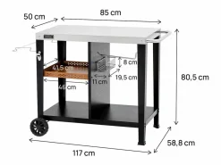 Carro de servicio para barbacoa "Gelia" 117 x 59 cm - Acero inoxidable - < Habitat et jardin