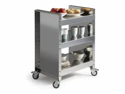 Carro en acero inoxidable con ruedas - 3 estantes regulables - 82*59*40,50 cm - TEO < Don Hierro Outlet