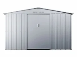Caseta de jardín de 9,92m² de acero galvanizado gris - LINUS < EXPERTLAND Sale