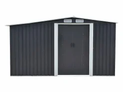 Caseta de jardín LERY de 10,5 m² de acero galvanizado gris < EXPERTLAND Discount