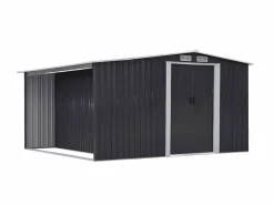 Caseta de jardín LERY de 10,5 m² de acero galvanizado gris < EXPERTLAND Discount