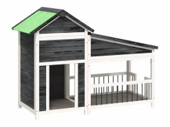 Clicnbuy Seguridad Para Mascotas * Caseta para perros madera maciza de pino 143x60,5x109 cm Gris