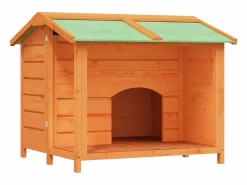 Caseta para perros madera maciza de pino marrón 96x87x80,5 cm < Clicnbuy Best