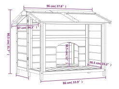 Caseta para perros madera maciza de pino marrón 96x87x80,5 cm < Clicnbuy Best