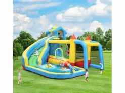 Hauss Spole Castillo Hinchable * Castillo hinchable 5 en 1 para niños con tobogán y piscina - Tejido Oxford 364x315x239 cm Azul