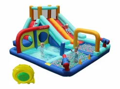 Merax Castillo Hinchable * Castillo inflable con tobogán acuático doble para niños - 365 x 450 x 217 cm - Oxford - con ventilador - Azul