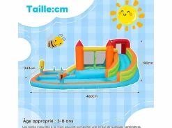 DripeX Castillo Hinchable * Castillo inflable con ventilador, piscina, tobogán, pistola de agua - de 3 a 8 años - carga máxima de 180 kg - 460x343x190cm Naranja